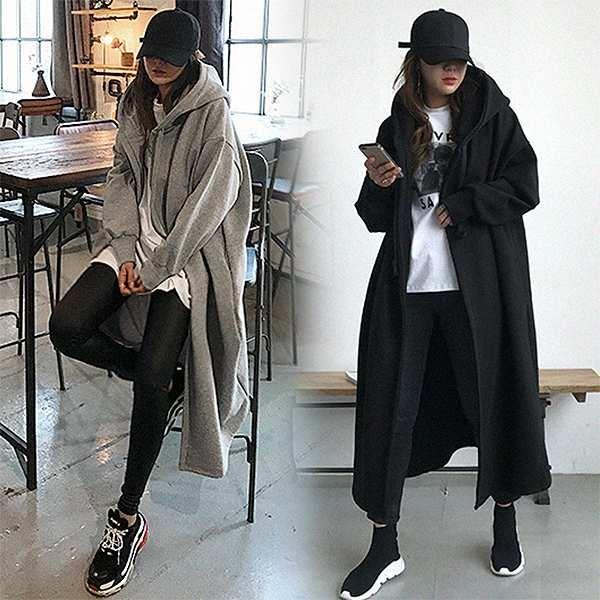 フード付きロングスエットコート トレーナー地 厚手 カジュアル ブラック グレー 裏地ボア S M L Xl Jk 1910 3 パリスマダム 通販 Yahoo ショッピング