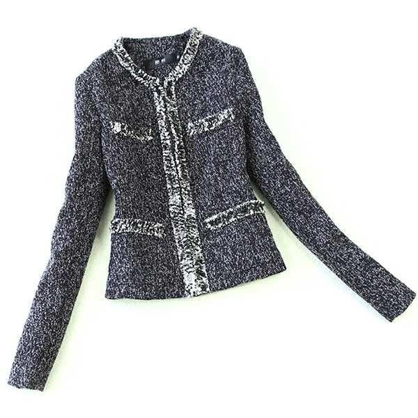 在庫セール ノーカラージャケット ツイード ブラック 長袖 セレモニー 入学式 パーティー S M L Xl Jk 1910 7 パリスマダム 通販 Yahoo ショッピング