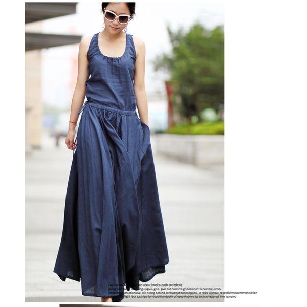 送料無料 マキシ丈ワンピース たっぷりフレアスカートワンピース ノースリーブ 麻 リネン ネイビー 大きいサイズ有り Sからxxxl ３l Buyee Buyee Japanese Proxy Service Buy From Japan Bot Online