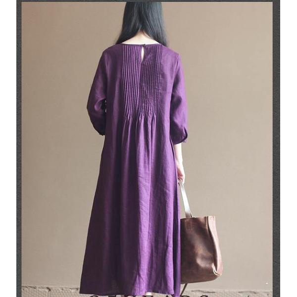 ロングワンピース ピンタック 麻 マキシ丈ワンピース 長袖 ルーズ リネン ネイビー パープル 送料無料 Buyee Buyee Japanese Proxy Service Buy From Japan Bot Online