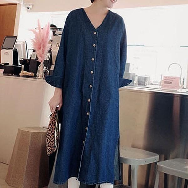 デニムワンピース シャツワンピース ロング ロングジャケット カーディガン 中袖 長袖 マキシ丈 レディース 大きいサイズ有り ｓ ｘｘｌ ２ｌ 送料無料 Op 1703 26a パリスマダム 通販 Yahoo ショッピング