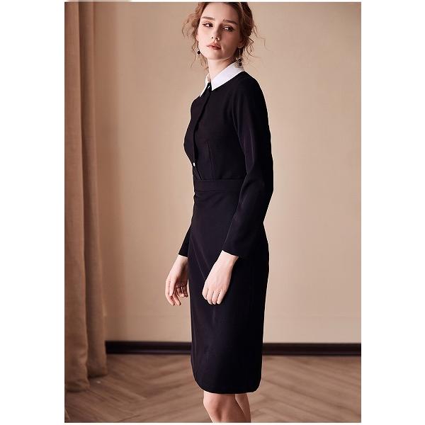 白襟お嬢様スタイルワンピース ひざ丈 長袖 フレアスカート 大きいサイズ有りsからxxl エレガンス 大人 女子会 ほっそり効果大 Buyee Servis Zakupok Tretim Licom Buyee Pokupajte Iz Yaponii