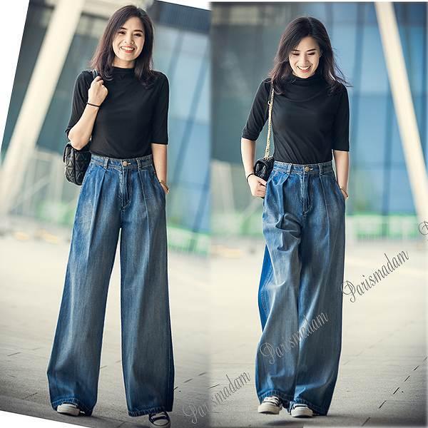 デニム 大人のバギーパンツ スラックス ワイドパンツ コットン 大きい