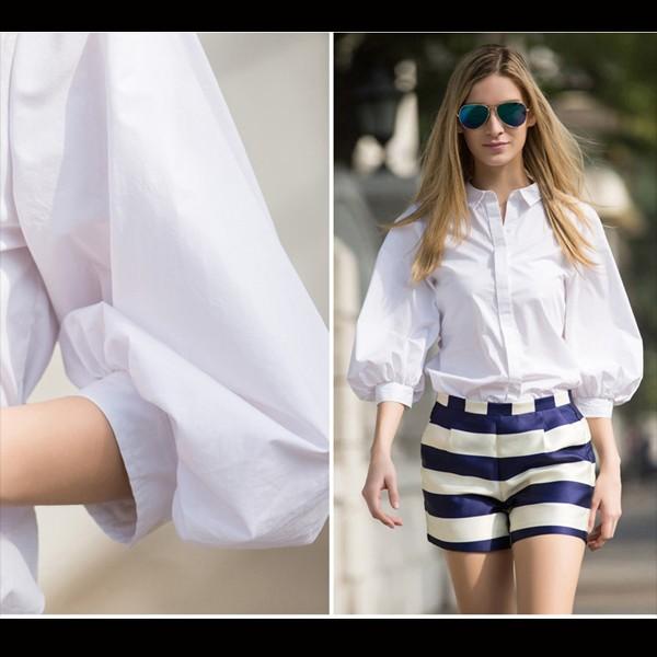 ゴージャス バルーン袖ブラウス もり袖 シャツ 7分袖 ホワイト ちょうちん袖 大きいサイズ有りｓ ｘｘｌ ２ｌ Tops 1511 5 パリスマダム 通販 Yahoo ショッピング