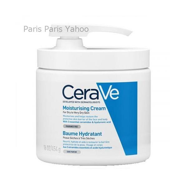 CeraVe モイスチャライジング クリーム （ドライ/ベリードライ） Baume Hydratant Flacon pompe visage et corps peaux seches 454gは、乾燥しがちな肌にうるおいを与える全身用保...