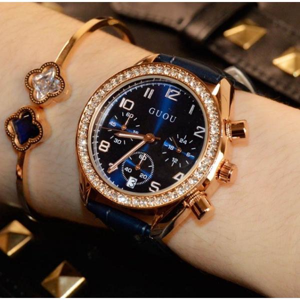 GUOU 腕時計 時計 レディース 女性用 ウォッチ セレブ 人気 アクセサリー ラッピング無料 かわいい おしゃれ ゴールド ブレスレット 丸い  円形 8103 :WG1O8808:ParisRose 通販 