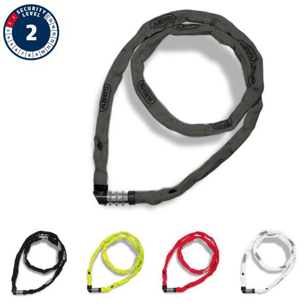 ブランド：ABUS（アブス）商品名：1200 / 110カラー：ブラック、レッド、グレー、ライム、ホワイト　Black、Red、Grey、Lime、White自転車用チェーンロック　ダイヤル式（任意番号設定不可）【日本正規/2年保証】ABU...