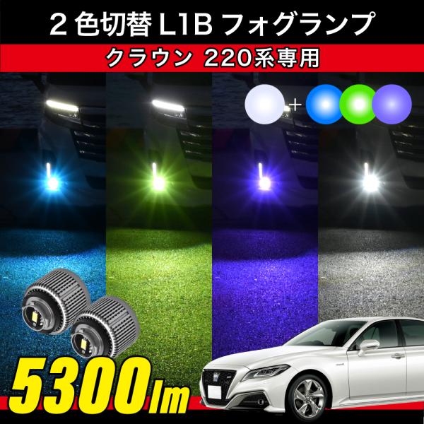 クラウン 220系 H30.6〜専用 2色切替 LEDフォグランプ L1B パープル グリーン ブルー ホワイト フォグランプ カラーチェンジ バイカラー 車検対応