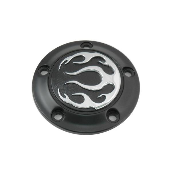 【互換品】 42-0473 ブラック 5 穴フレーム ポイント カバー 取寄せ Vツイン Black 5-Hole Flame Point Cover (検索用／