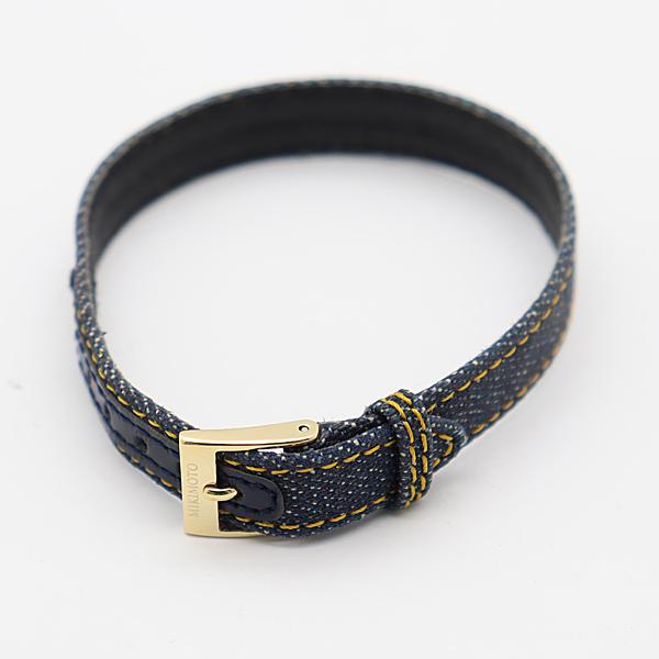 良品 ミキモト 純正ベルト 10mm用 デニム/レザー レディース腕時計用