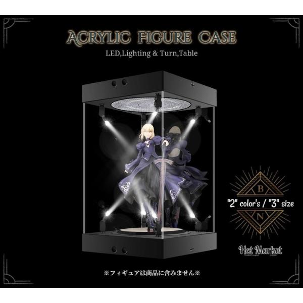 LED ターンテーブル内蔵 アクリルフィギュアケース ＊Black＊ マルチ
