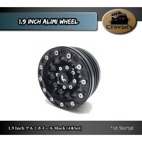 【新品】RC Channel 1.9ビードロックホイール　4本セット 1.9inch アルミ製ビードロックホイール(Black) 4本Set Crawler Axial