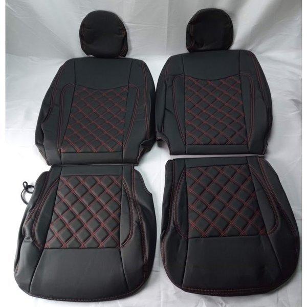 200系 ハイエース S-GL フロント シートカバー 2人用 運転席 助手席 PVCレザー レッドステッチです。運転席、助手席、のフロント2点セットとなります。ハイエース 200系 S-GL 標準ボディ ワイドボディ(5人乗り用) 1〜６...