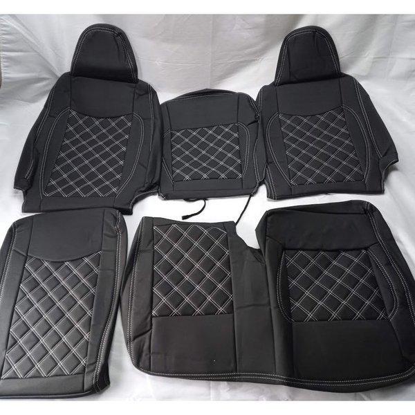 200系 ハイエース DX フロント シートカバー 3人用 PVCレザー ホワイトステッチです。運転席、助手席、フロントセンターのフロント３点セットとなります。ガソリン車1型 2型 3型 4型 5型 6型 DX 3/6人乗り　標準ボディ ワ...