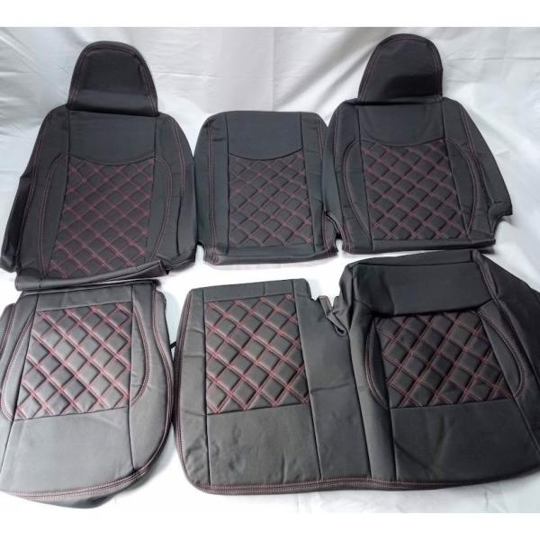 00系 ハイエース DX フロント シートカバー 3人用 PVCレザー レッドステッチです。運転席、助手席、フロントセンターのフロント３点セットとなります。ガソリン車1型 2型 3型 4型 5型 6型 DX 3/6人乗り　標準ボディ ワイド...