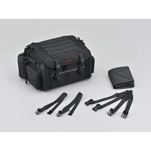 ○イージーリングベルト　ベルトをおいて、シートではさんで、バックルをはめるだけでカンタン固定。　【 意匠登録 No.D1608431】○4点支持ベルト　リングからベストを取り外し、4点支持ベルトとして使用。　車体の4方向から引っ張りバッグを...