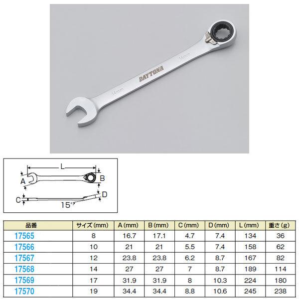 DAYTONA（デイトナ） 【1月6日出荷】デイトナ 切替式ギアレンチ 14mm