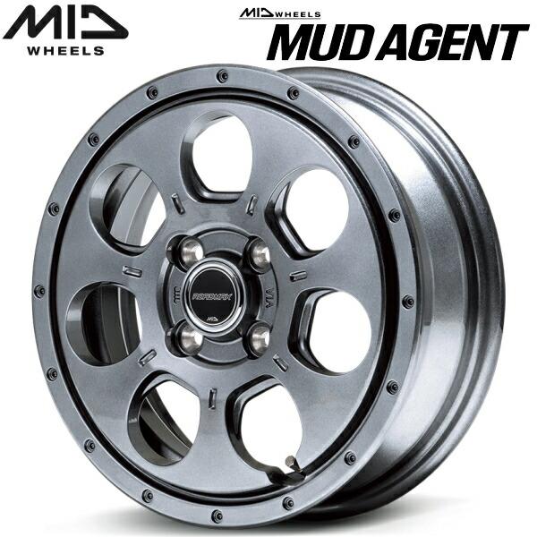 マルカサービス MID WHEELS MUD AGENT 4本Set メタリックグレー 4.5J