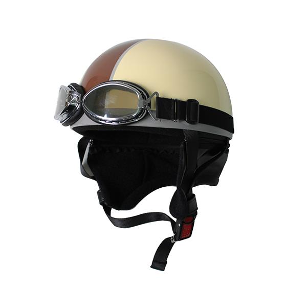 モトボワットBB ハーフ ヘルメット ビンテージ アイボリーブラウン フリーサイズ 58-60cm未満 バイク