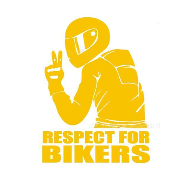 切抜防水 粘着シール RESPECT FOR BIKERS イエロー 外装 エナジープライス