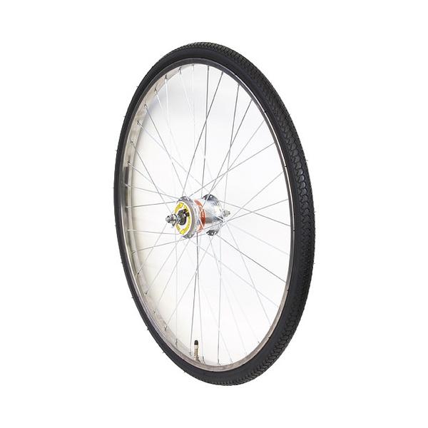 【前輪タイヤ・前輪チューブ新品！】 LEDダイナモ　6段変速　27インチ自転車　マットスカイブルー ママチャリ 27インチ 外装6段変速ギア カラータイヤ ブロックダイナモ