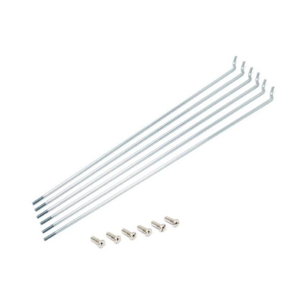 カラー：クロームタイプ：鉄/CP単位：1セット(6本入)セット内容/付属品：スポーク×6本 付属品：ニップル×6個