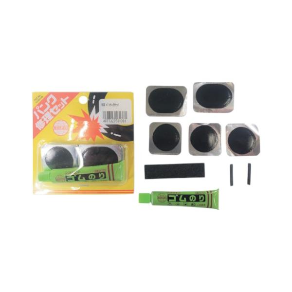 メーカー品番：K-403単位：1セットセット内容/付属品：パッチ(R×3、S×2)、ゴムのり8cc×1、サンドペーパーS×1、虫ゴム×2