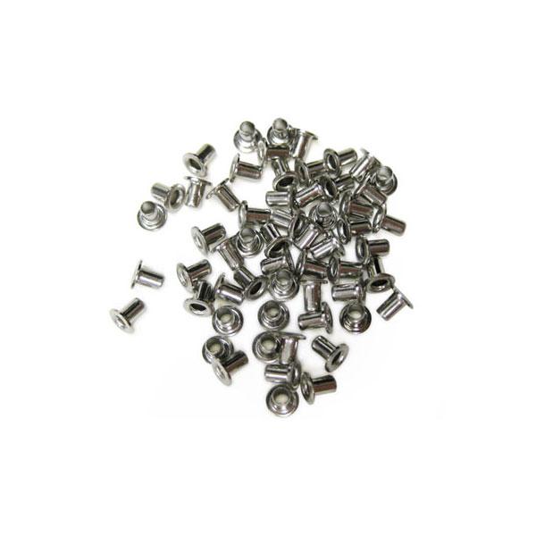 ハトメの筒の部分が直径1.5mmハトメ。金属の厚みがありますので、取付けた後の穴の内径は約1.1mmとなります。高さ2.5mm。真鍮製で座金は付属されません。ハトメ本体のみでお使いいただく電気ハトメです。内径1.1mmハトメ！0.5mm厚の...