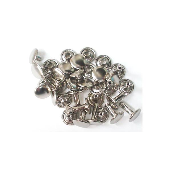 頭(メス)の直径9mm、足(オス)11.5mmの真鍮製の大カシメの足長です。真鍮製。両面タイプ。足軸径3mm。革や布の厚みが厚み8.5mm程度のものにお使いください。6mm以下の場合は足並タイプをご検討ください。