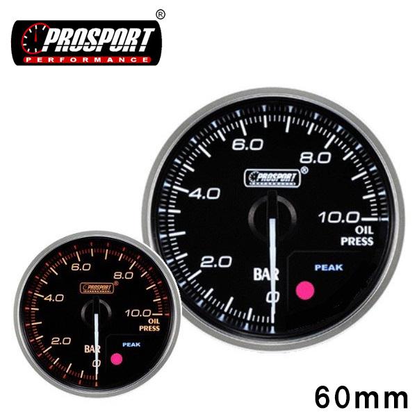 車 油圧計 メーター 60パイ PROSPORT プロスポーツ PK ワーニング機能 
