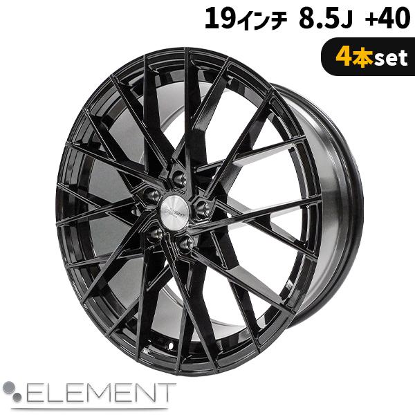 19インチ ブラック/シルバー アルミホイール 4本セット ELEMENT L216 19インチ 8.5J+35 5H PCD114.3 10本スポーク