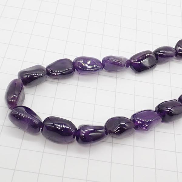 高品質☆8】 約40cm タンブル 連 アメジスト 縦粒サイズ約10*12mm
