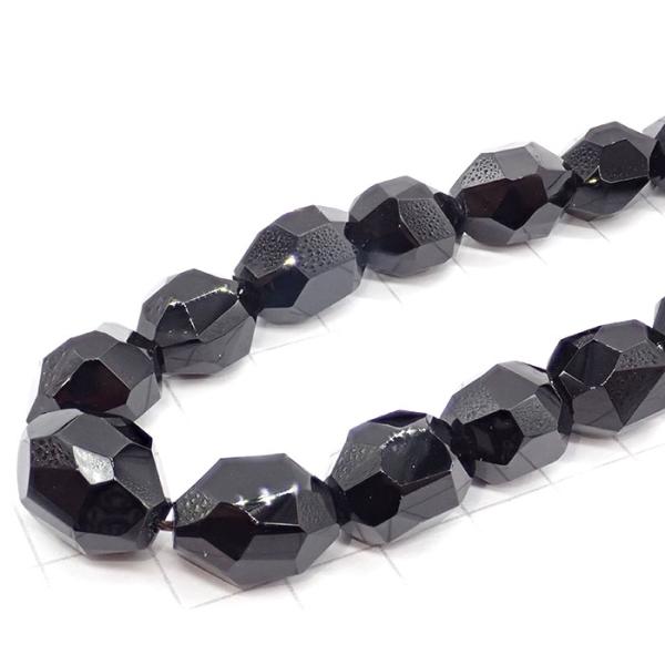 高品質☆355】 約40cmタンブル カット連 オニキス 粒サイズ約12*14mm