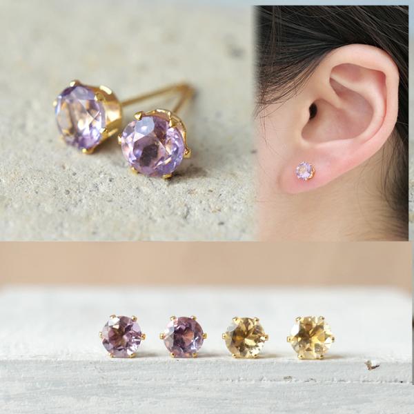 天然石 ピアス 6mm サージカルステンレス製 SUS316 金属アレルギー 金
