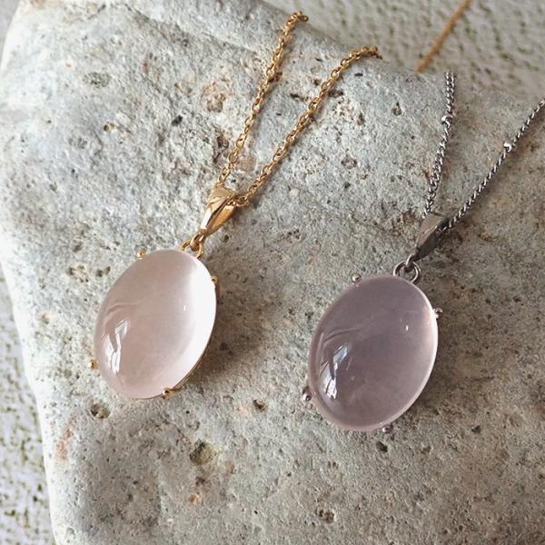 【K18 / 天然石ネックレストップ 】 ローズクォーツ ローズクォーツ (41) ペンダントトップ ステンレス SUS304 金属