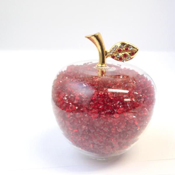 リンゴの置物 お正月飾り お歳暮 縁起物 風水 りんご ガラス製