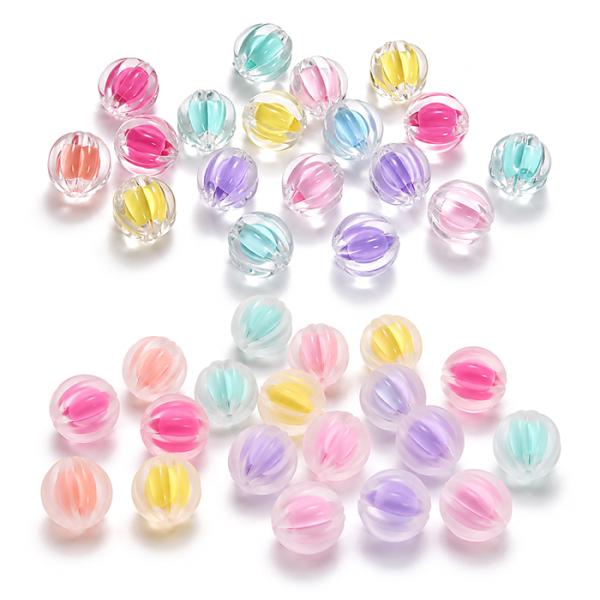 アクリルビーズ 波形 12mm 50個 クリア マット MIXカラー 横穴 穴
