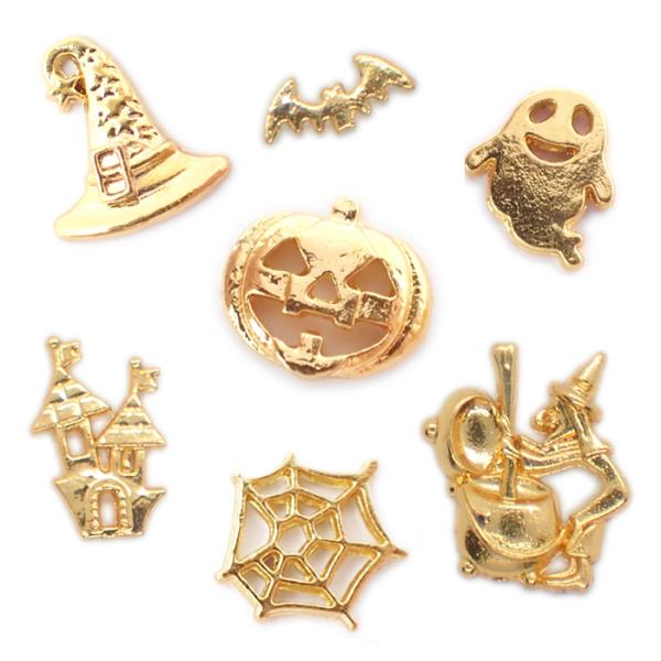 デコパーツ (69) ハロウィンパーツ 10個売り ハロウィン ゴールド