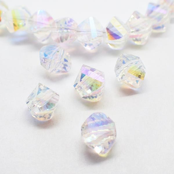 メッキガラスビーズ 33.スパイラルカット 6 x 8mm 10個 ビーズ