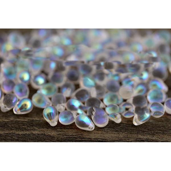 クリスタルビーズ グロス8mm アートB-2　その他 チェコビーズ シズク横穴 (5個）クリスタルAB ドロップ しずく 雫