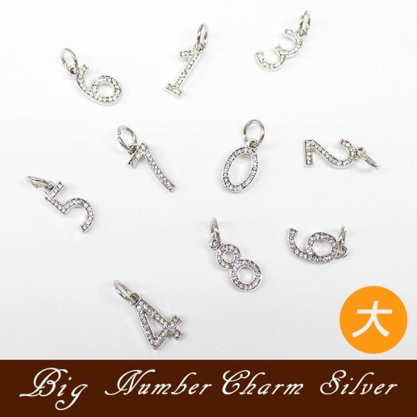 ナンバーチャーム ビッグ シルバー 約22×10mm ナンバー チャーム