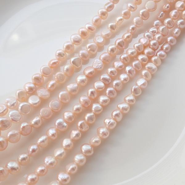 淡水パール ビーズ 1連 40cm (214) ポテト 約6*5mm ピンク パール