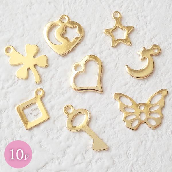 プレート、チャーム ステンレス チャーム (10個) (43. メタルプレートチャーム ゴールド