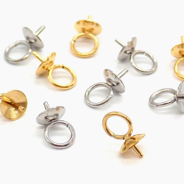 61.キャップ付きヒートン 芯立 ステンレス ゴールド シルバー パーツ 変色しにくい アクセサリー