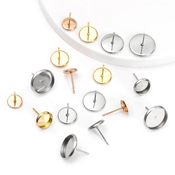 サージカルポスト (140) ゴールド ミール皿 付 (丸) ピアス 6mm/8mm/10mm 10個 ステンレス パーツ 金属アレルギー対応 金属アレルギー 国内発送