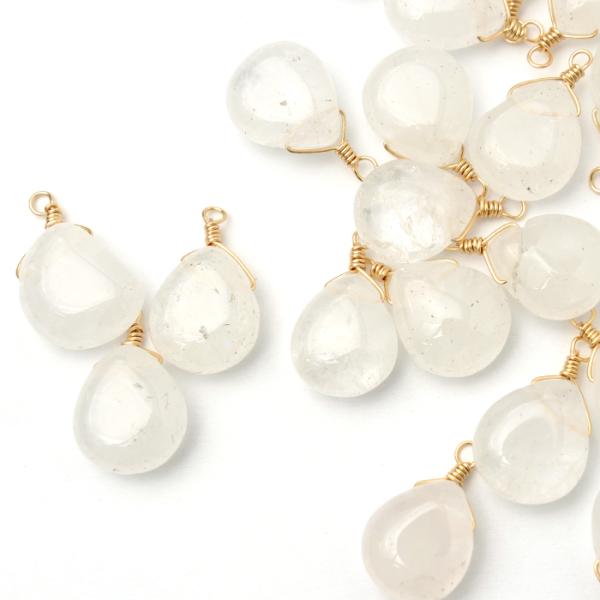 水晶 【1個売り】ペンダントトップ ドロップ 約10×12mm K14KGFワイヤー