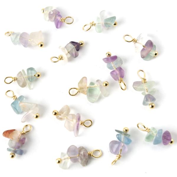 天然 フローライト】K14GFカラーワイヤーチャーム 1個売り 天然石