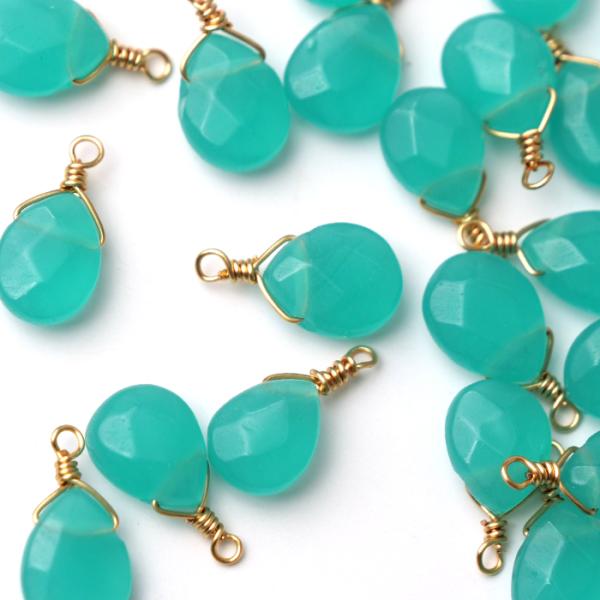 天然石 アマゾナイト】 チャーム シャンクビーズ 約15mm ハンドメイド