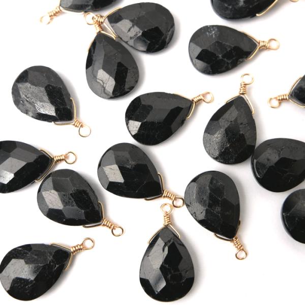 1個売り】天然石 ブラックトルマリン ペアシェイプ 約19×14mm K14GF