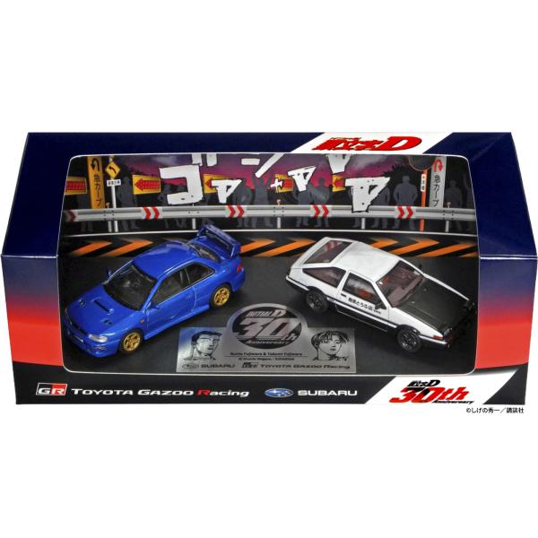TGR グッズ ミニカー 頭文字D 30th 1/64 TRUENO AE86 ＆ IMPREZA GC8 モデルカー 数量限定 TOYOTA GAZOO Racing TGRC-a312-01